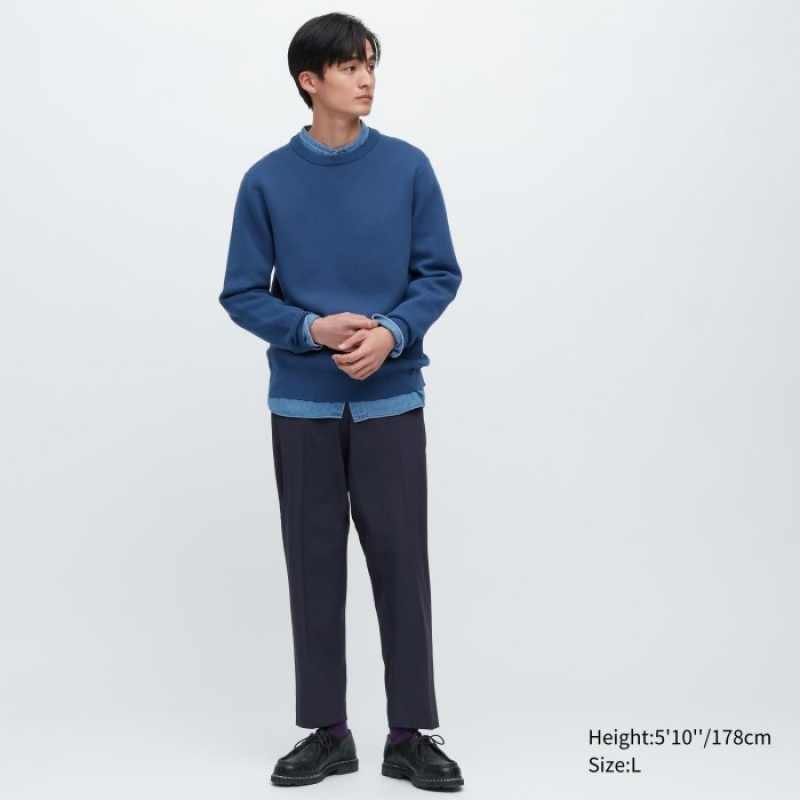 Uniqlo Smart Ankle (2-Way Stretch, Wolle-Like) Hose Herren Navy | LRHX-50918