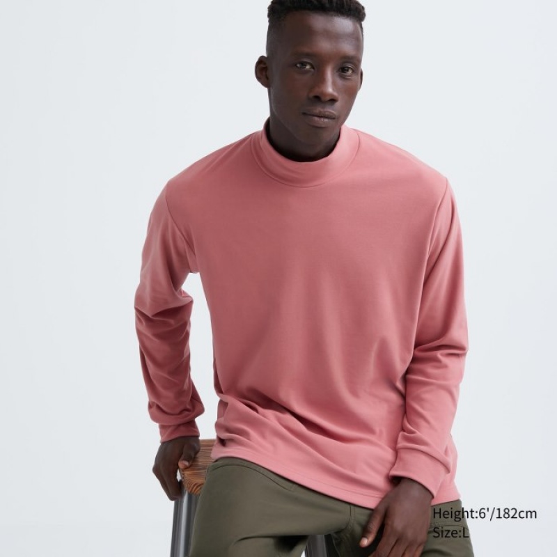 Uniqlo Smooth Fleece Mock Neck Long-Sleeve T-Shirt Damen Rosa | KOQC-28359