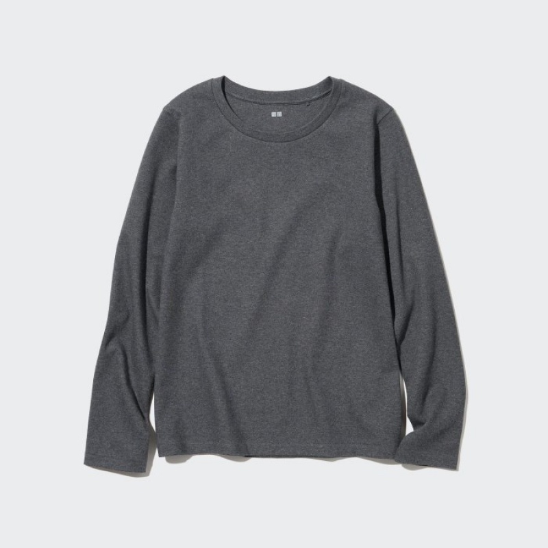 Uniqlo Smooth Stretch Baumwoll Crew Neck Long-Sleeve T-Shirt Damen Grün | JBPA-86540