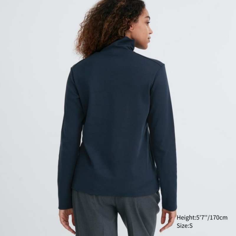 Uniqlo Smooth Stretch Baumwoll Turtleneck Long-Sleeve T-Shirt Damen Grün | UELH-39871