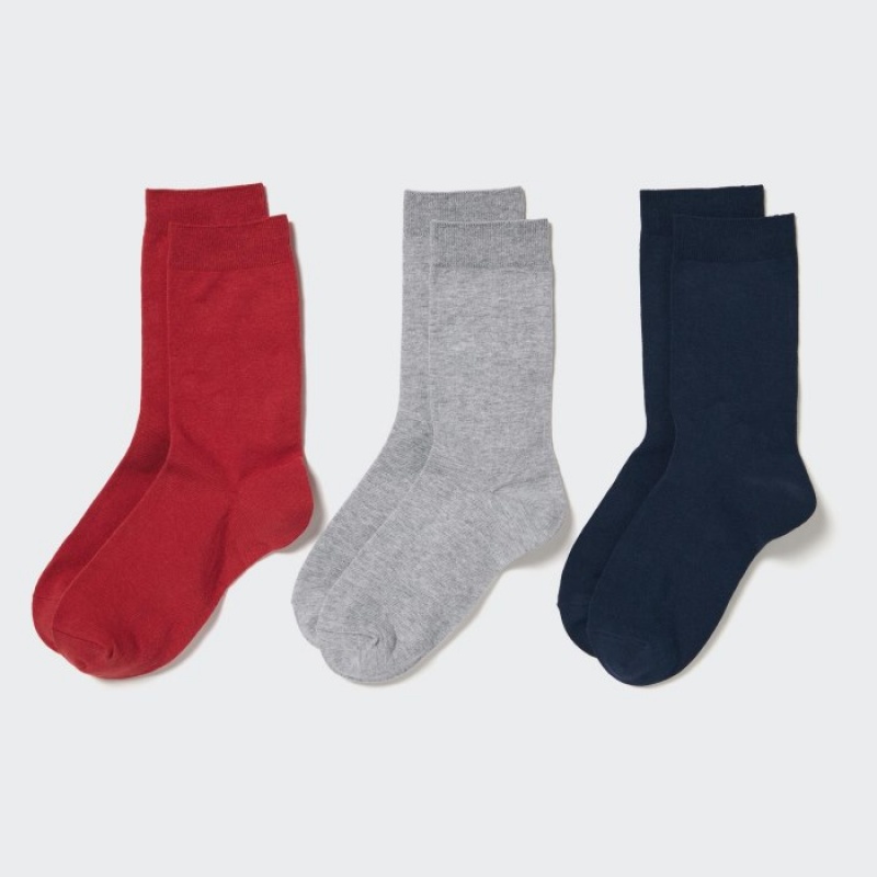 Uniqlo Socks 3 Pack Socken Damen Rot | MDJZ-62743