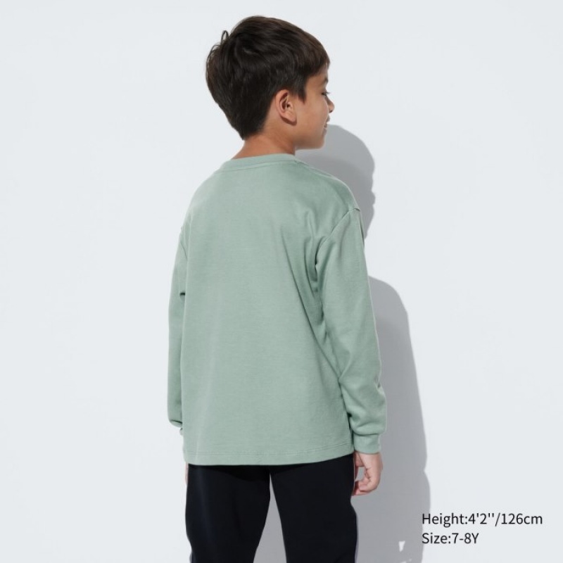 Uniqlo Soft Brushed Crew Neck Long-Sleeve T-Shirt Kinder Gelb | ANTG-54706