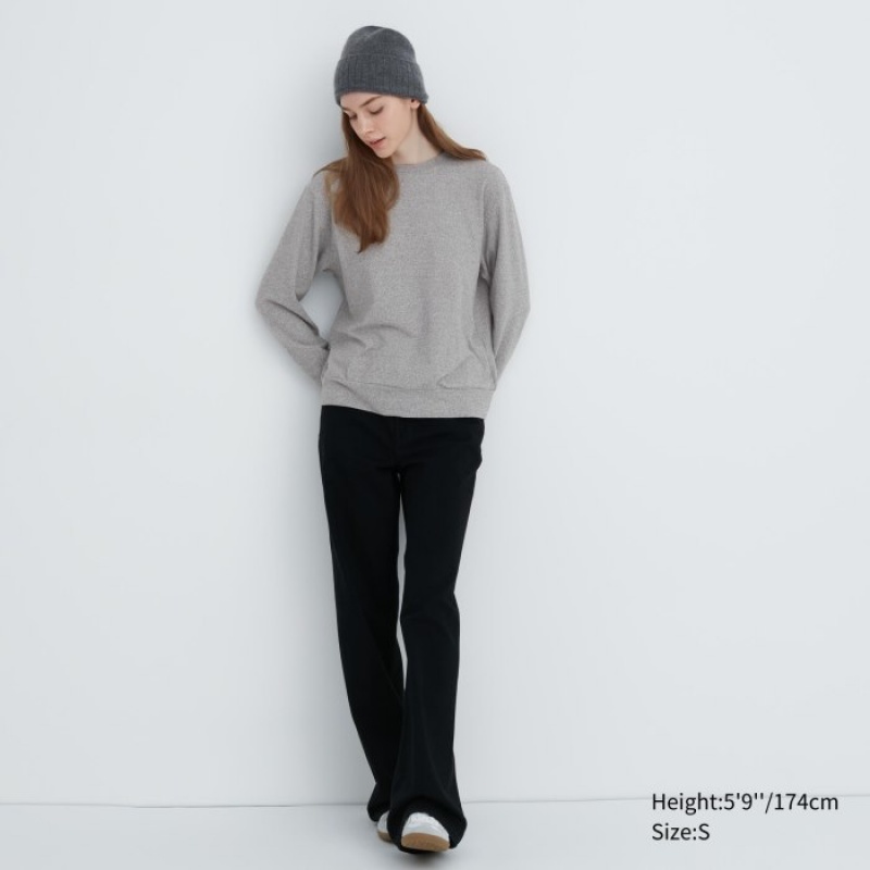 Uniqlo Soft Gestrickt Fleece Crew Neck Long-Sleeve T-Shirt Damen Grau | WOLA-56283