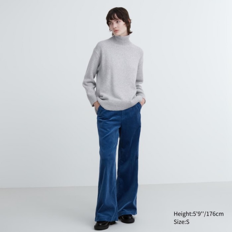 Uniqlo Soft Knit High Neck Long-Sleeve Pullover Damen Navy | UPWI-09184