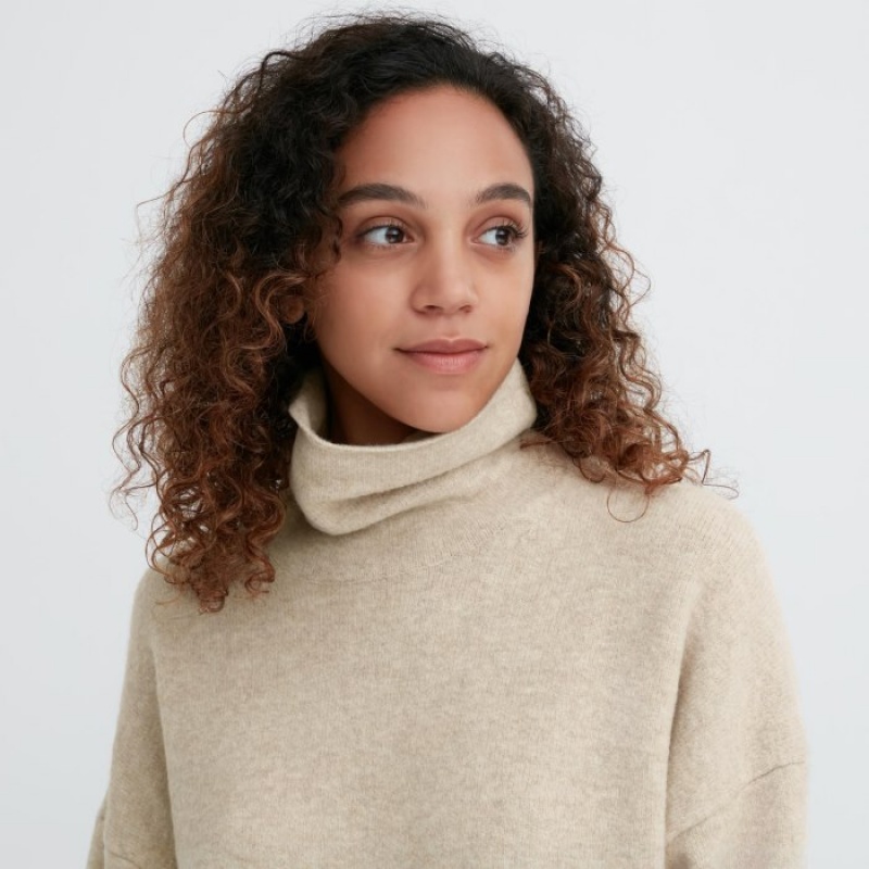 Uniqlo Souffle Yarn Turtleneck Kleid Damen Wine | MISJ-18476