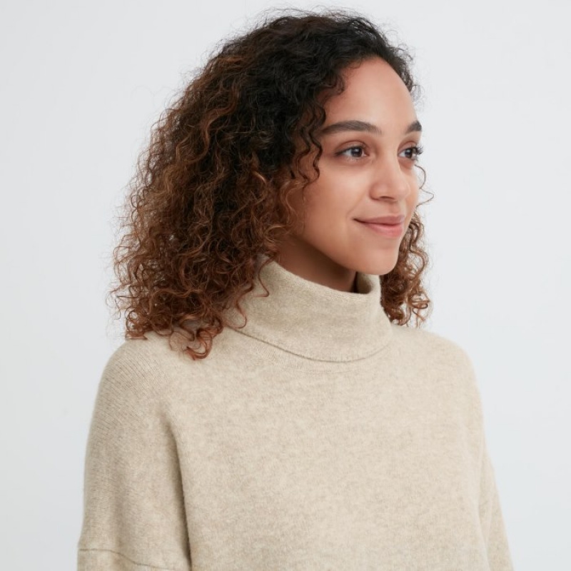 Uniqlo Souffle Yarn Turtleneck Kleid Damen Wine | MISJ-18476