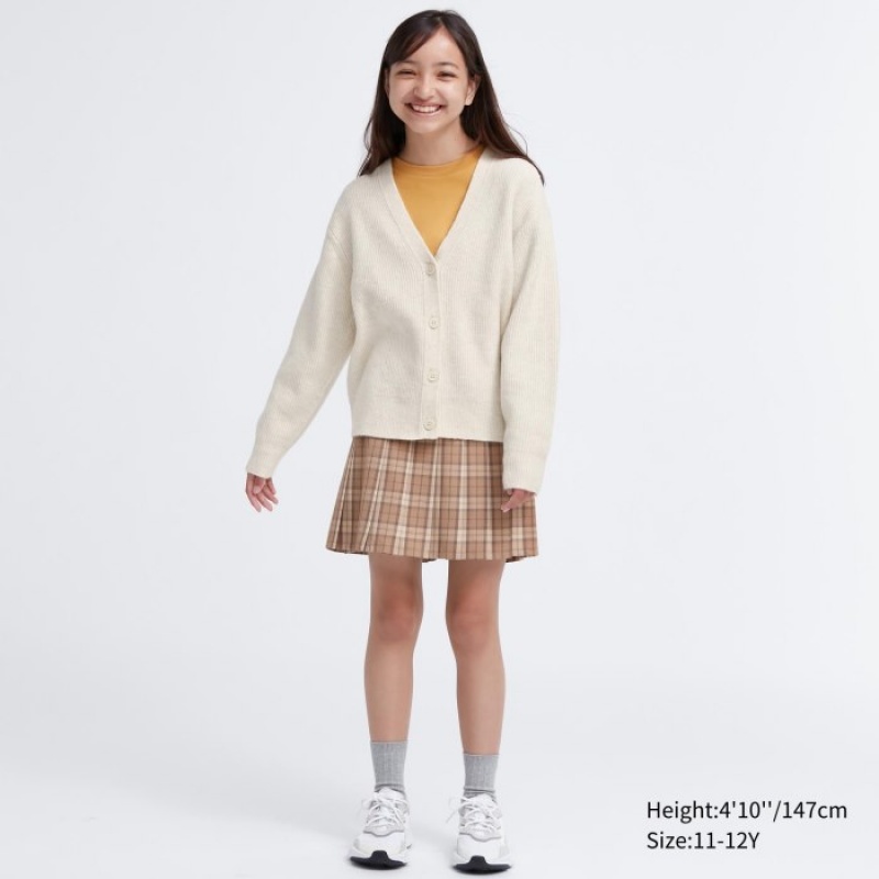 Uniqlo Souffle Yarn V-Neck Strickjacke Kinder Weiß | JLFH-07193