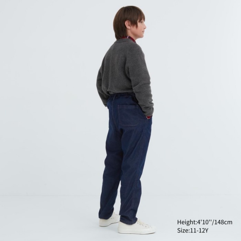 Uniqlo Stretch Warm Gefütterte Denim Hose Kinder Blau | YHAZ-58974