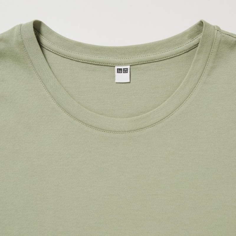 Uniqlo Supima® Baumwoll Crew Neck Kurzes-Sleeve T-Shirt Damen Grün | UWLH-91873