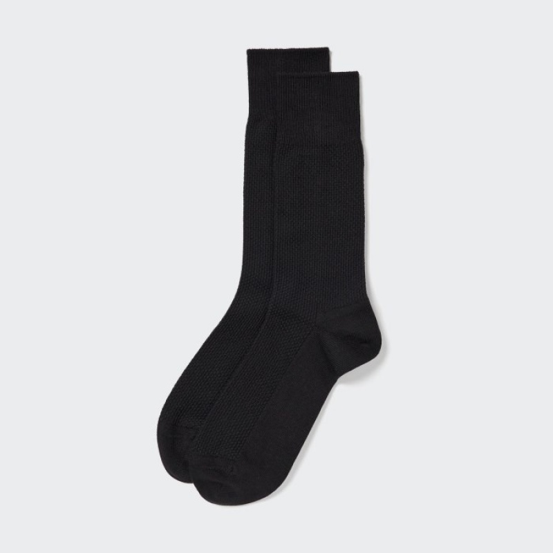 Uniqlo Supima® Baumwoll Pique Socken Herren Schwarz | UWMC-59386