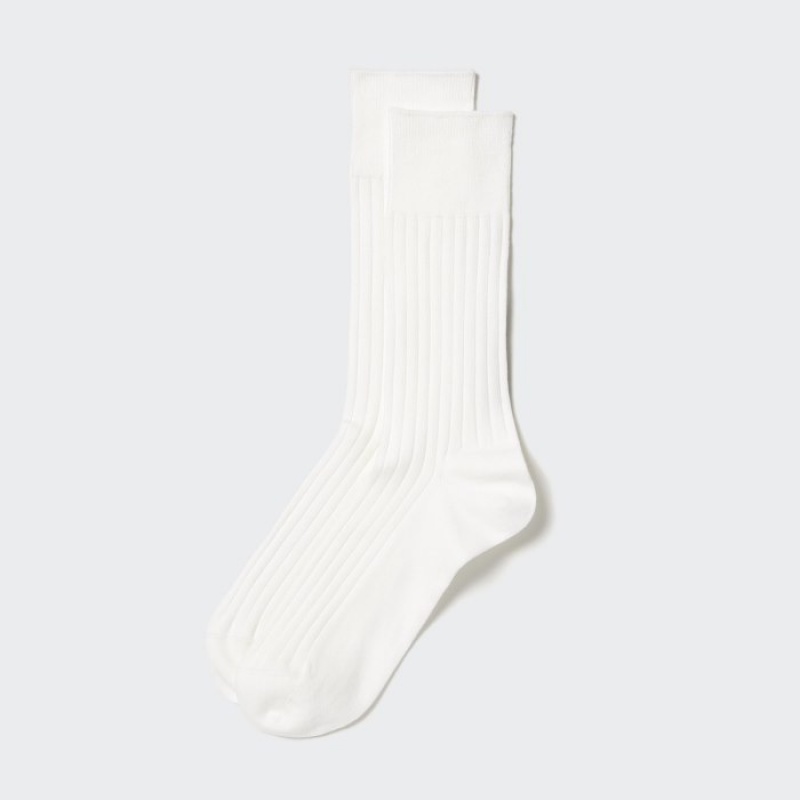 Uniqlo Supima® Baumwoll Weite Gerippt Socken Herren Weiß | SJIW-42357