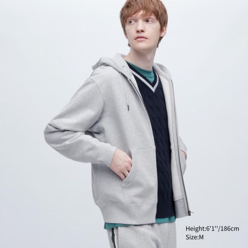 Uniqlo Sweat Full-Zip Long-Sleeve (2022 Edition) Hoodie Herren Grau | UBIO-89470