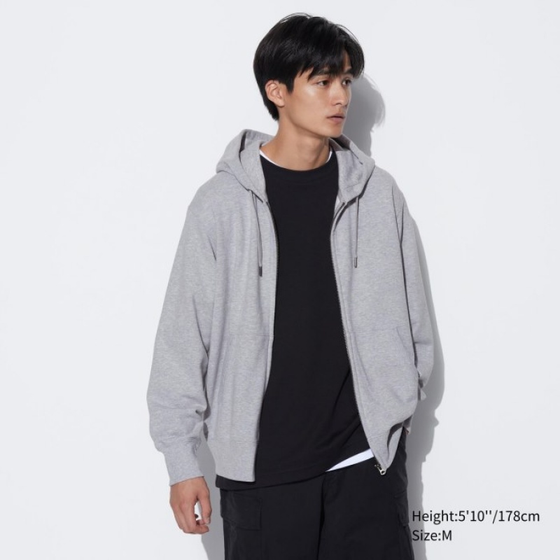 Uniqlo Sweat Full-Zip Long-Sleeve Hoodie Herren Grau | JOFS-40361