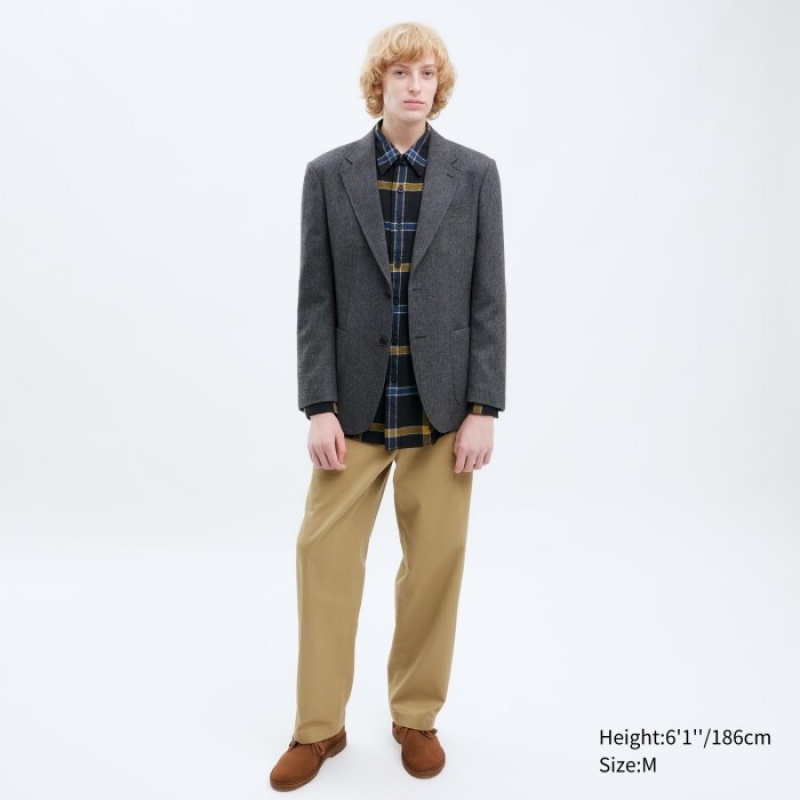 Uniqlo Tailored Jacket (Wolle Blend) Blazer Herren Dunkelbraun | MTIH-23568