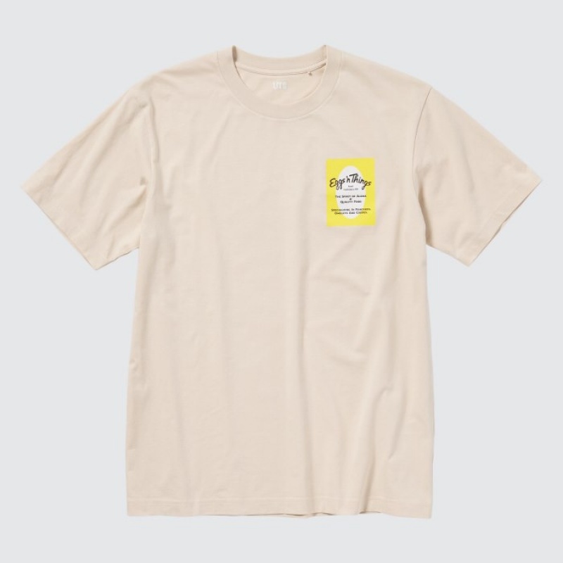 Uniqlo The Brands Hawaii UT (Kurzes-Sleeve) (Eggs 'n Things) Graphic T Shirt Damen Natural | DNXI-48672