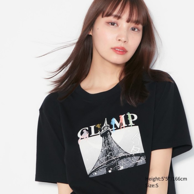 Uniqlo The World of CLAMP UT (Kurzes Sleeve) Graphic T Shirt Damen Schwarz | TKGV-51493