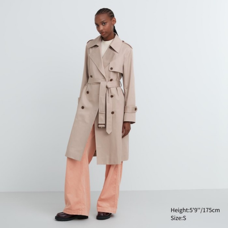 Uniqlo Trench Coat Mäntel Damen Beige | GVIN-61059