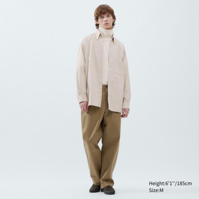 Uniqlo Twill Oversized Long-Sleeve Casual Shirts Herren Hellgrau | MBHN-50293