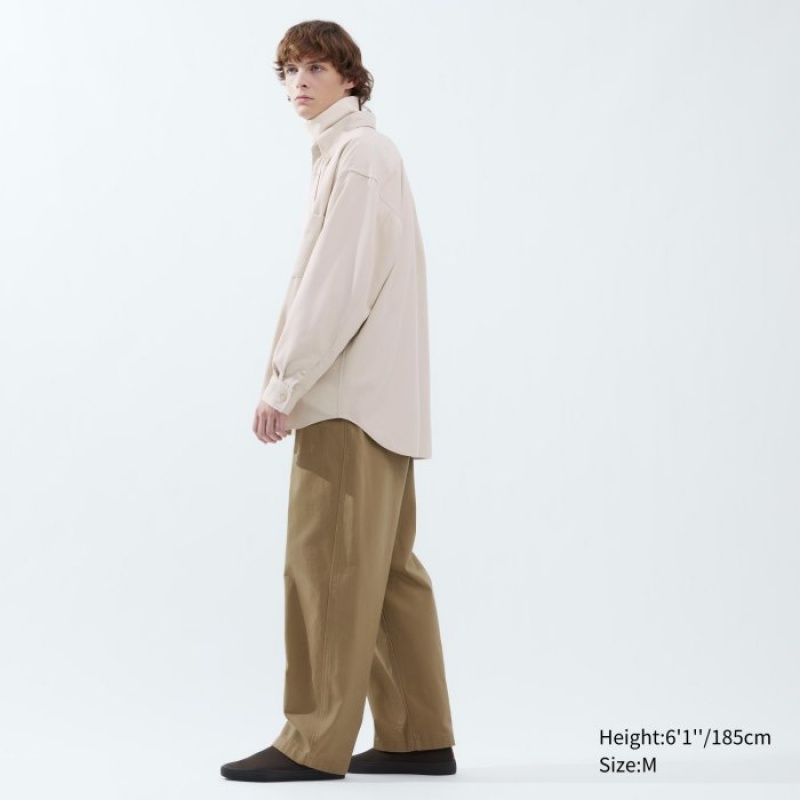 Uniqlo Twill Oversized Long-Sleeve Casual Shirts Herren Hellgrau | MBHN-50293