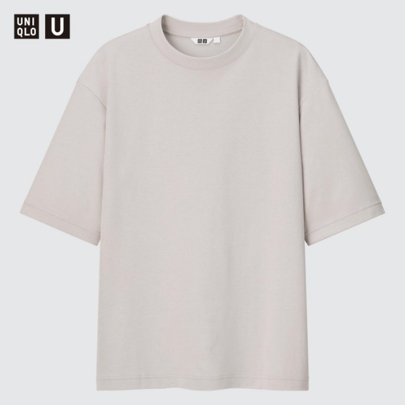 Uniqlo U AIRism Baumwoll Oversized Crew Neck Half-Sleeve T-Shirt Damen Lila | JLBH-15784