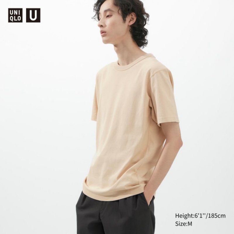 Uniqlo U Crew Neck Kurzes-Sleeve T-Shirt Damen Natural | FMGN-08649