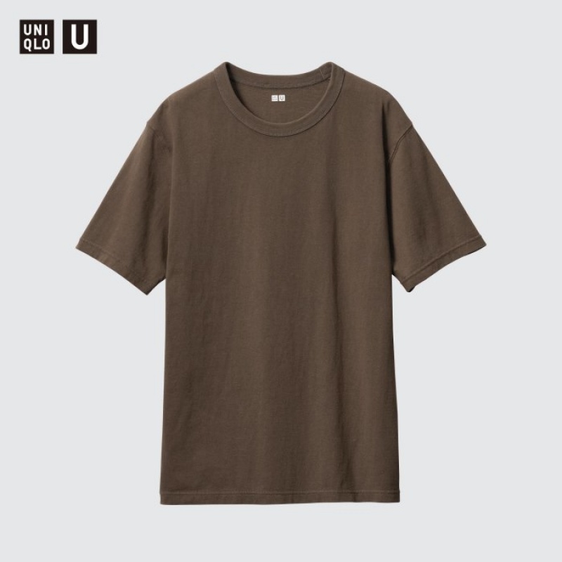 Uniqlo U Crew Neck Kurzes-Sleeve T-Shirt Damen Braun | BKMT-95123