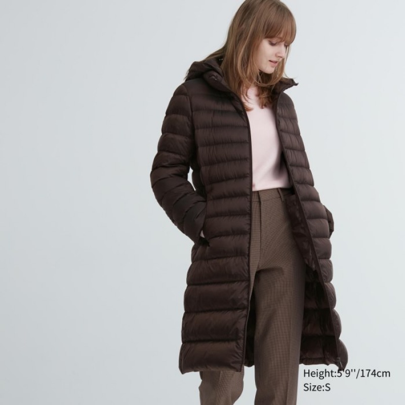 Uniqlo Ultra Light Long Daunenmäntel Damen Dunkelbraun | AFLE-51247