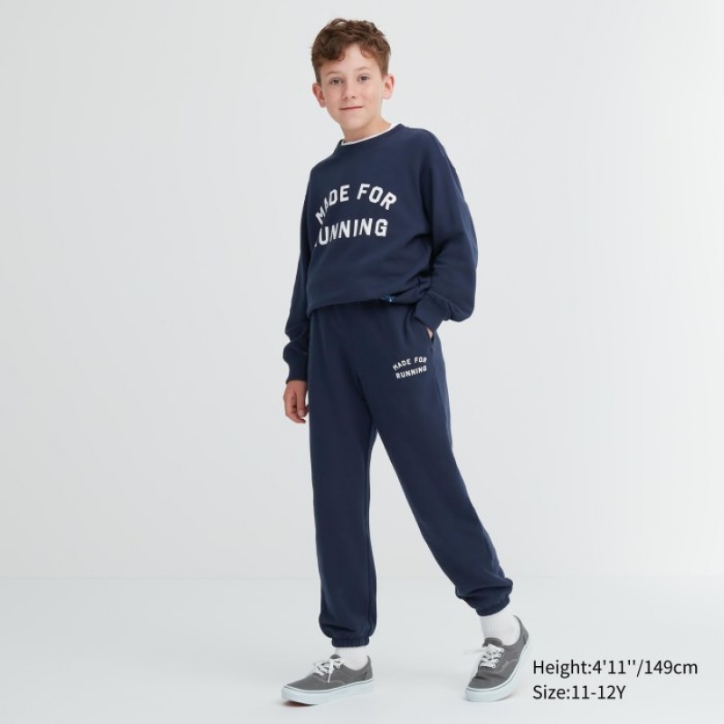 Uniqlo Ultra Stretch Graphic Jogginghose Kinder Navy | NDXL-95304