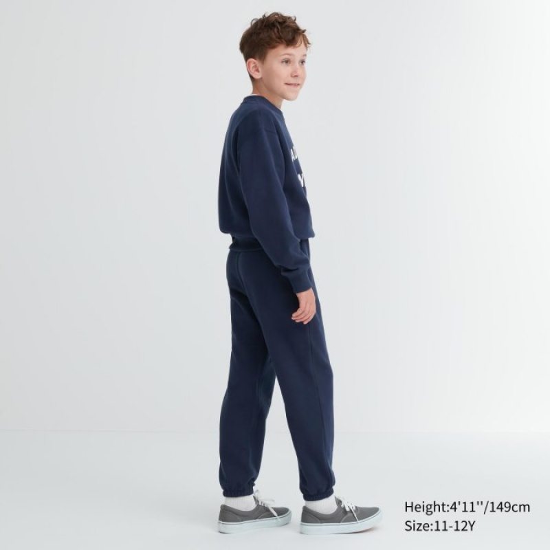 Uniqlo Ultra Stretch Graphic Jogginghose Kinder Navy | NDXL-95304