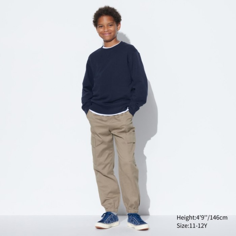 Uniqlo Ultra Stretch Long-Sleeve Sweatshirt Kinder Grau | WMIP-31248