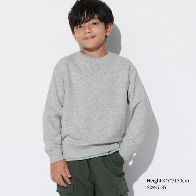 Uniqlo Ultra Stretch Long-Sleeve Sweatshirt Kinder Grau | WMIP-31248