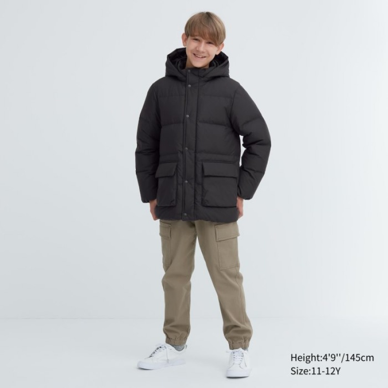 Uniqlo Warm-Gepolstert Daunenparka Kinder Schwarz | HSVR-25843