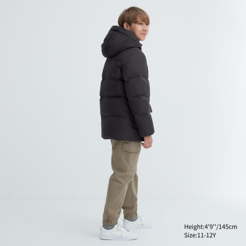 Uniqlo Warm-Gepolstert Daunenparka Kinder Schwarz | HSVR-25843