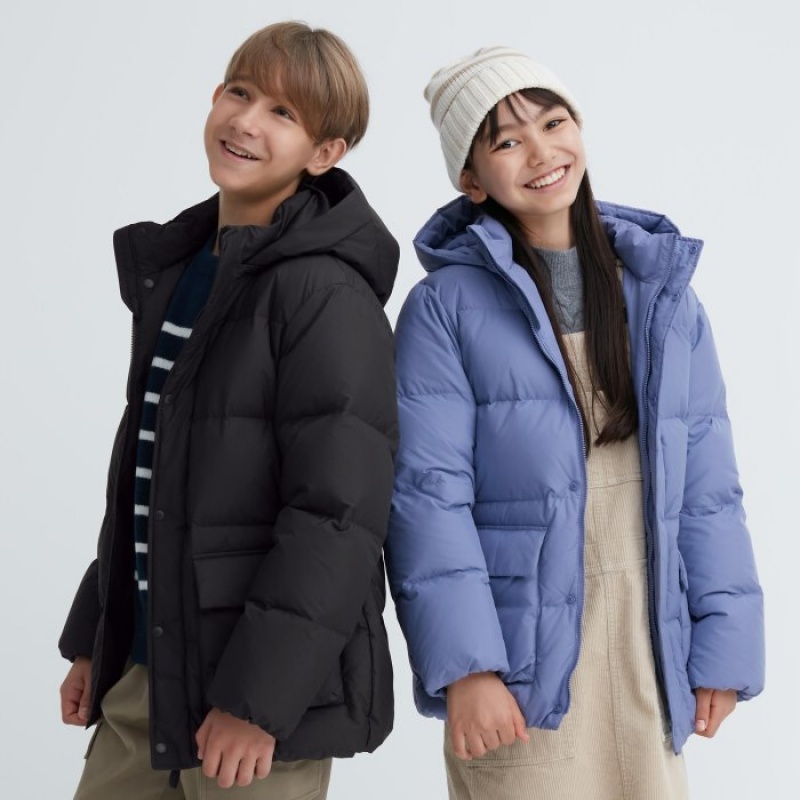 Uniqlo Warm-Gepolstert Daunenparka Kinder Schwarz | HSVR-25843