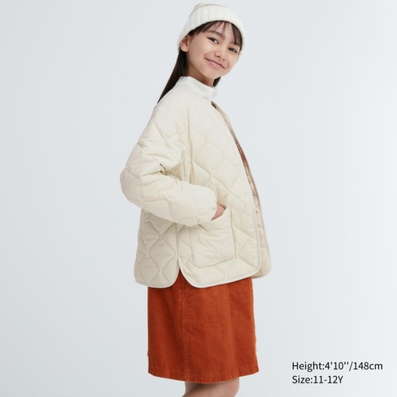 Uniqlo Warm Gepolstert Washable Strickjacke Kinder Weiß | GOXC-82703