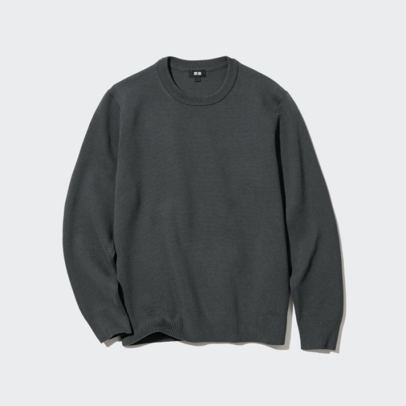 Uniqlo Washable Milano Gerippt Crew Neck Long-Sleeve Pullover Damen Grau | TOLA-43809