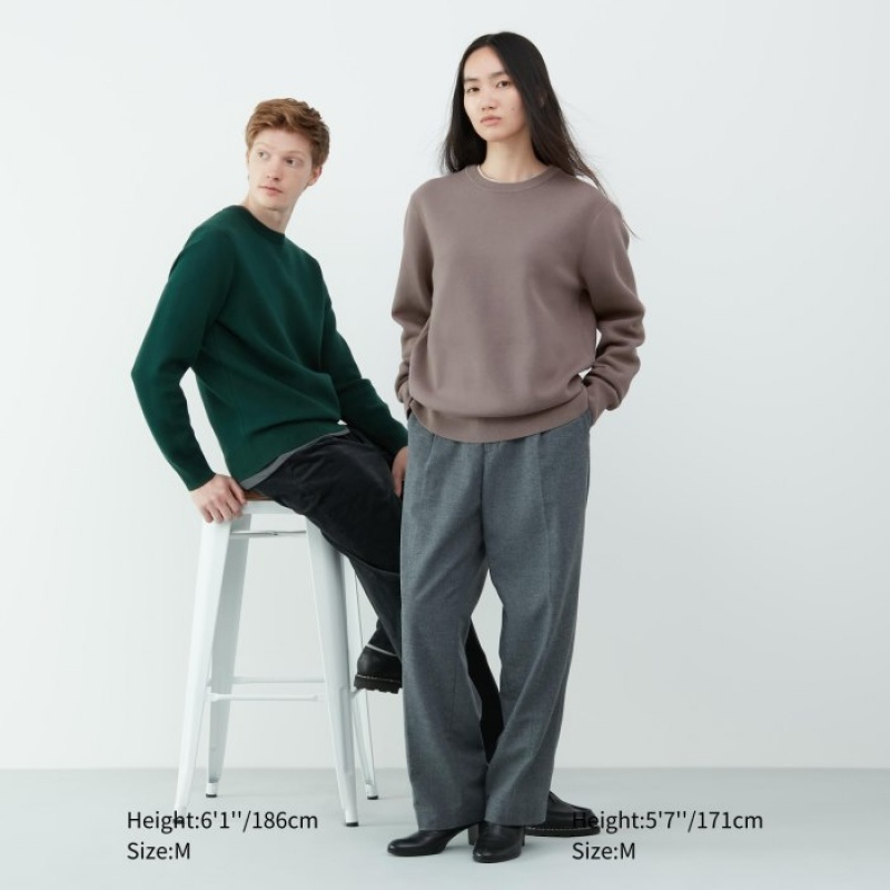 Uniqlo Washable Milano Gerippt Crew Neck Long-Sleeve Pullover Damen Wine | ZTLU-97312