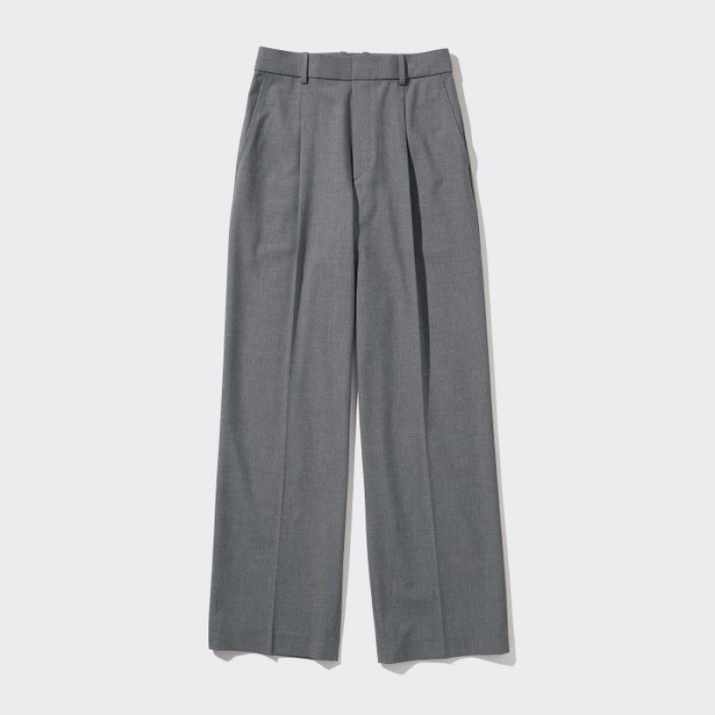 Uniqlo Weite-Fit Falten (Hohe) Hose Damen Olivgrün | QDXM-85714