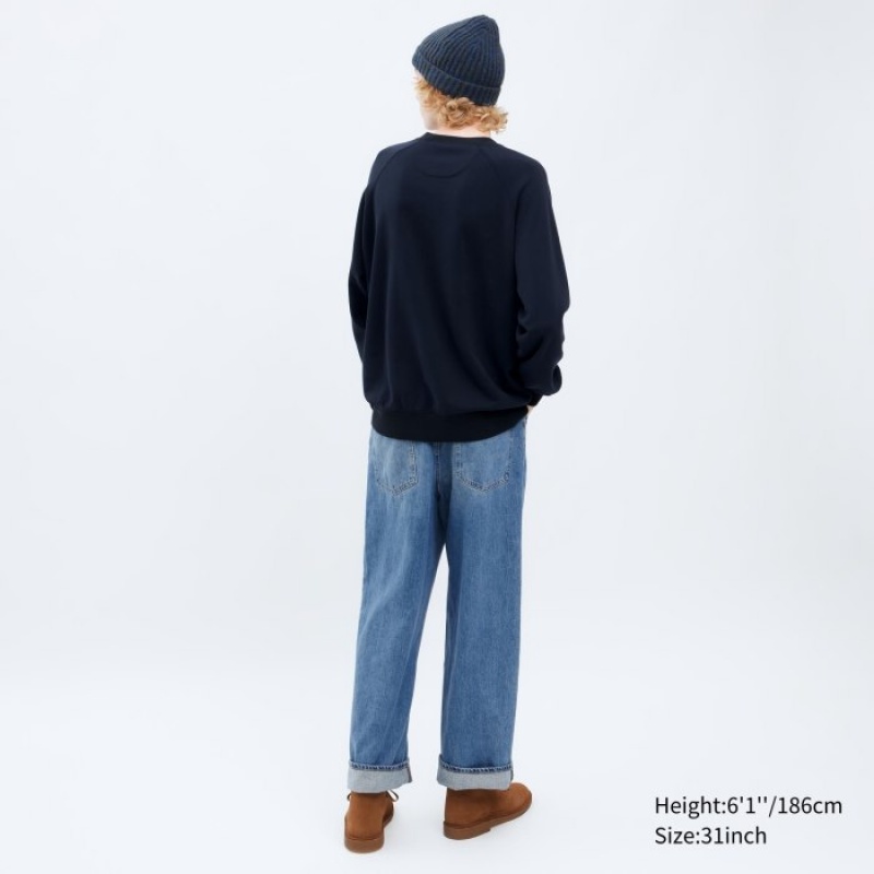 Uniqlo Weite-Fit Jeans Herren Dunkelgrau | MUIR-86019