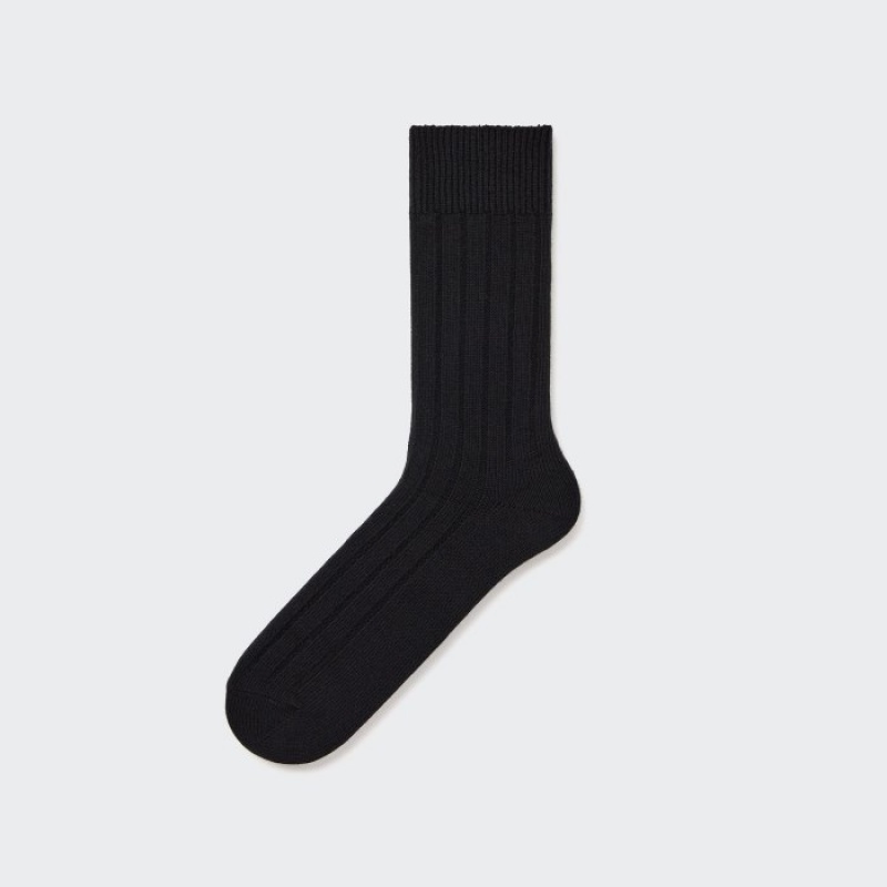 Uniqlo Weite-Gerippt Socken Herren Schwarz | SNXW-92074