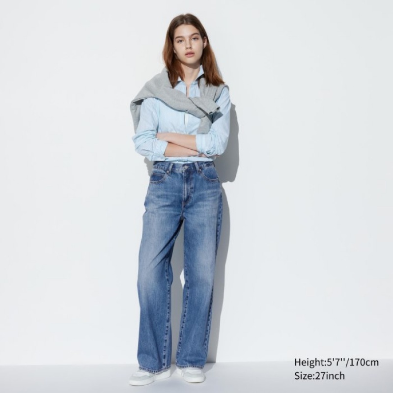 Uniqlo Weite Gerade Jeans Damen Blau | FVLN-80293