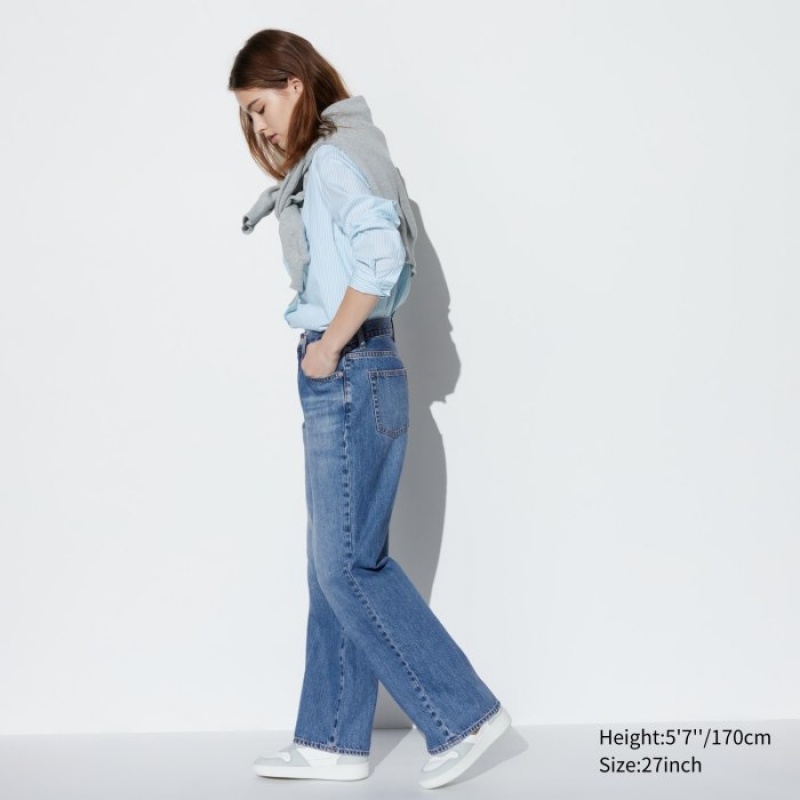 Uniqlo Weite Gerade Jeans Damen Blau | VEGX-92018