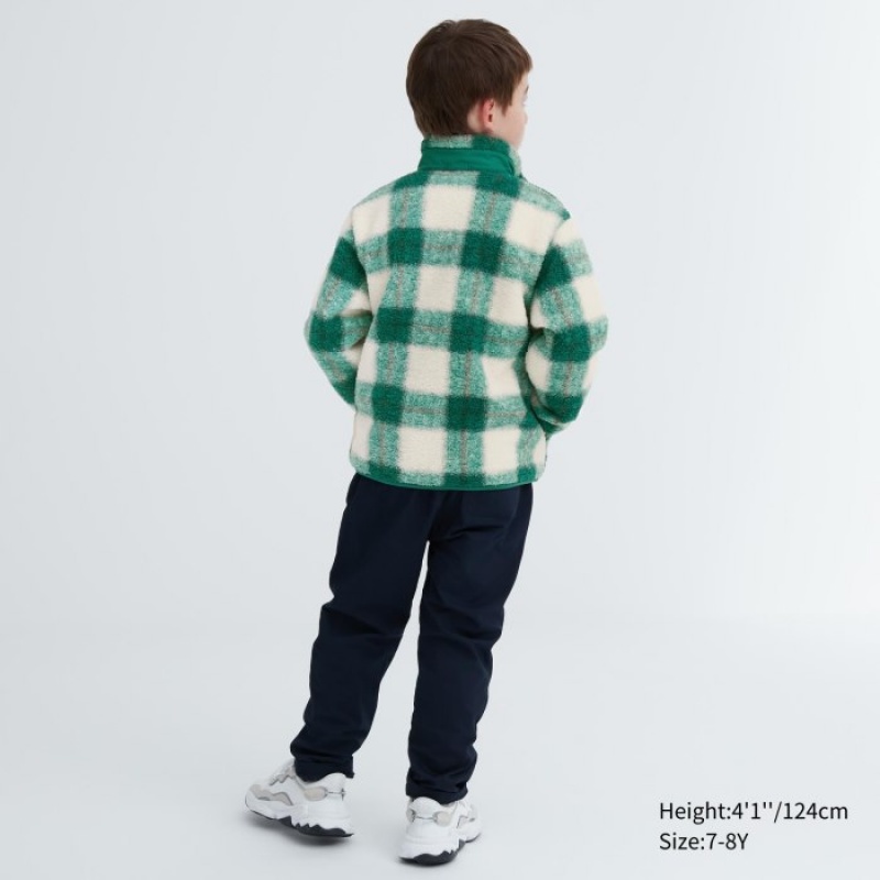 Uniqlo Windproof Fleece (Checked) Jacken Kinder Grün | KLSQ-50641