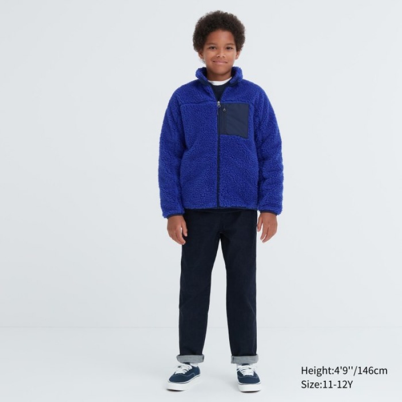 Uniqlo Windproof Fleece Jacken Kinder Blau | CRWX-03876