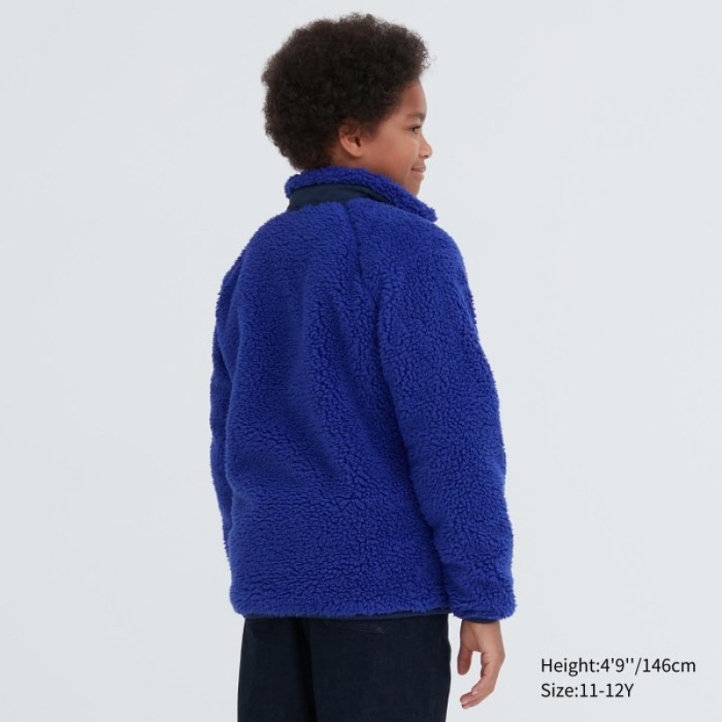 Uniqlo Windproof Fleece Jacken Kinder Blau | CRWX-03876